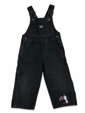 Vintage OshKosh B’gosh Black Corduroy Penguin Overalls 3T